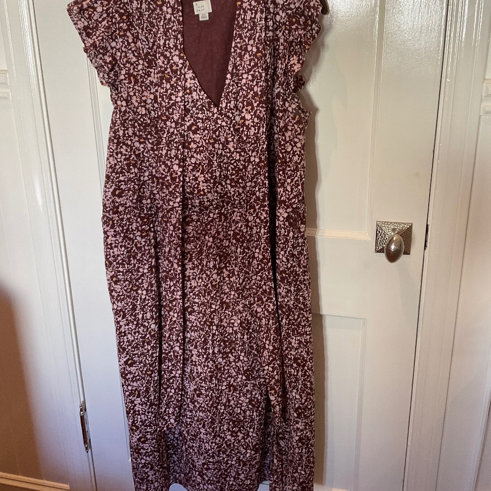 a new day Floral Maxi Dress in Burgundy and Light Pink